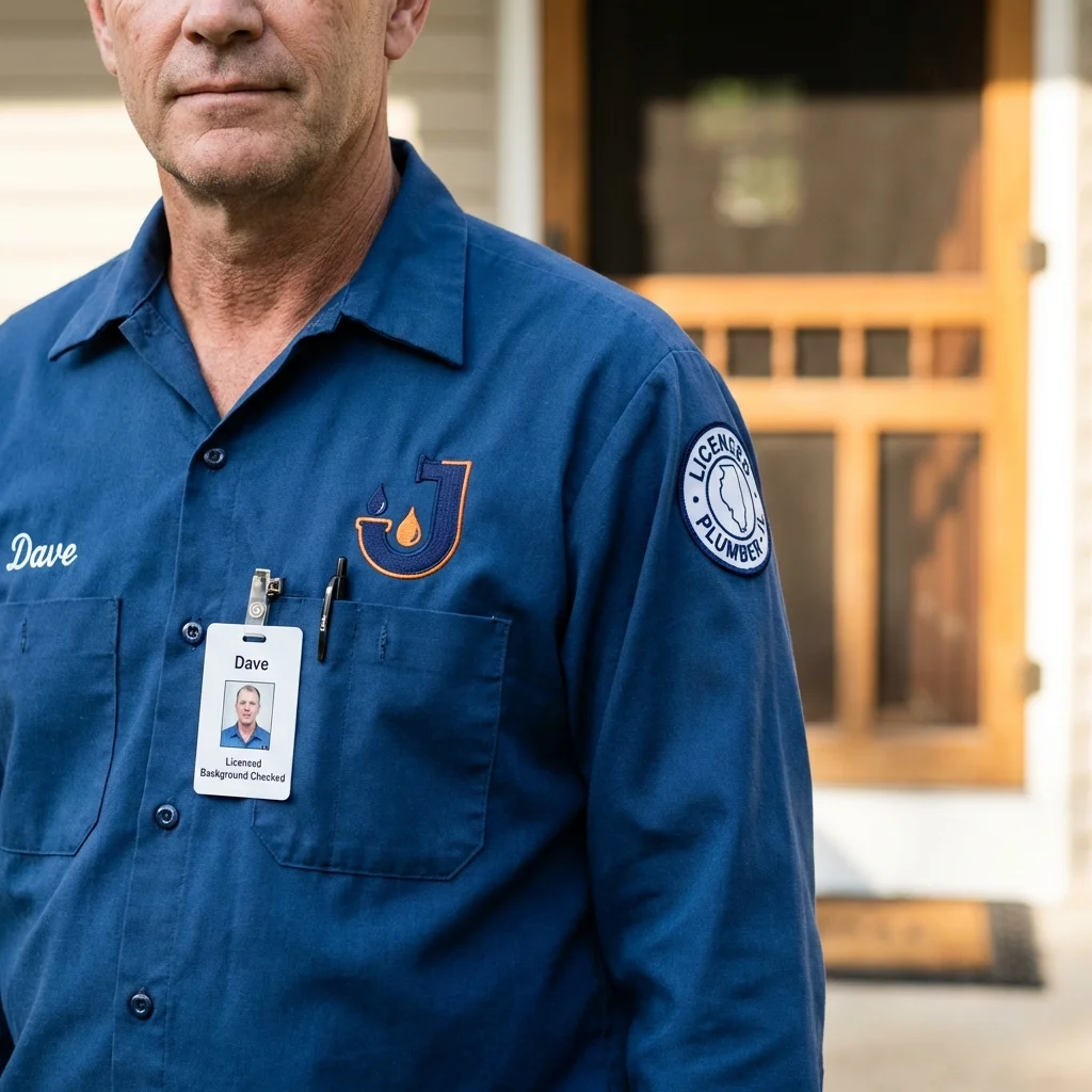 Licensed plumber showing ID badge in Westmoreland, TN