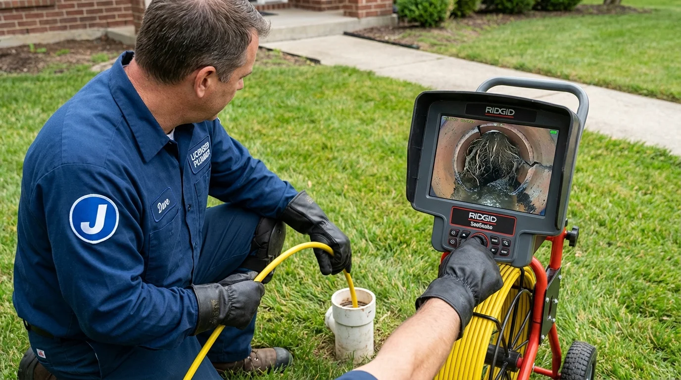 Sewer camera inspection being performed by Johns Plumbing LLC in Westmoreland